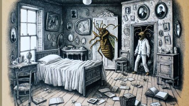 Immagine ispirata a La metamorfosi &copy; creata con DALL&middot;E.