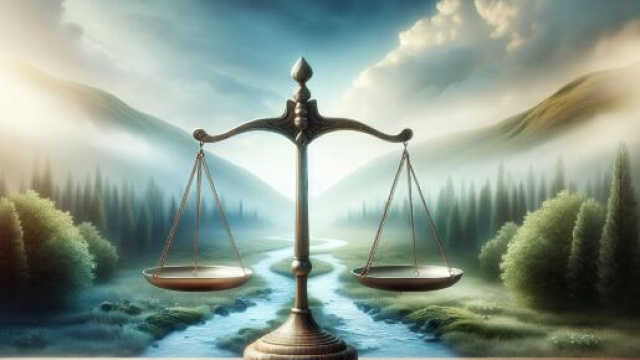La Bilancia domina aprile 2025 con il suo equilibrio armonioso, gli altri segni esplorano nuove trasformazioni. CC immagine: creata con Dall-E
