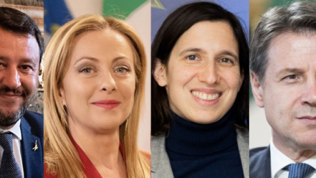 Matteo Salvini, Giorgia Meloni, Elly Schlein e Giuseppe Conte (© Wikimedia commons)