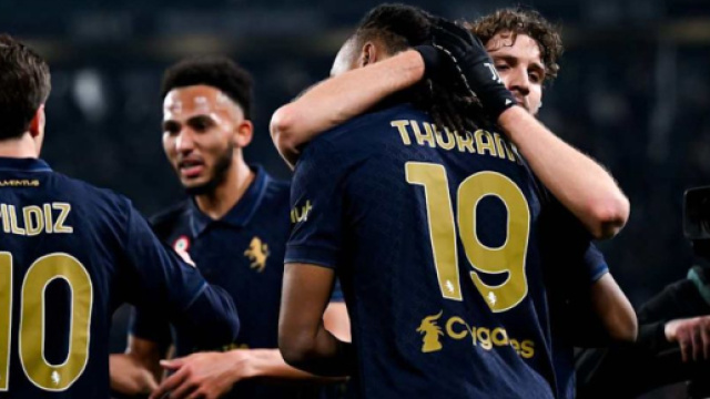 Esultanza della Juve dopo il gol di Thuram © sito ufficiale Juventus