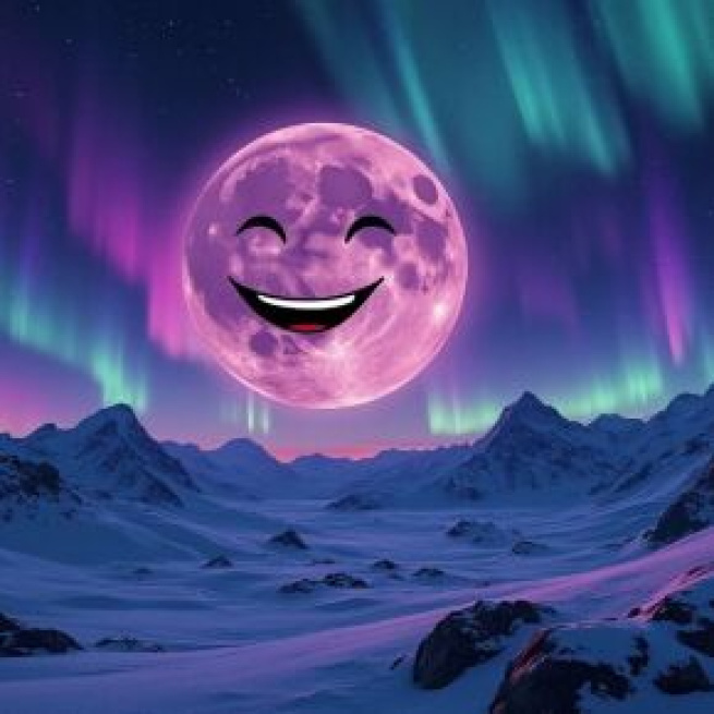 Luna rosa che sorride felice © Grok AI X.