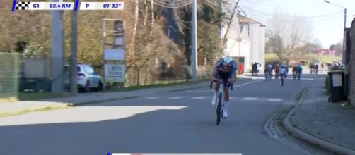 Mathieu Van der Poel a Le Samyn - © Screenshot Eurosport