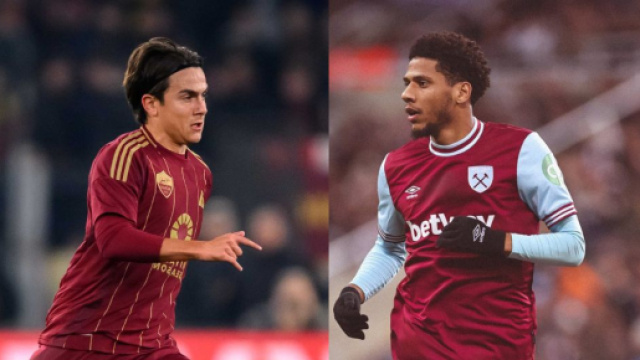 Paulo Dybala, attaccante della Roma. Foto &copy; Ac Roma ||| Jean-Clair Todibo, difensore del West Ham. Foto &copy; X/Todibo
