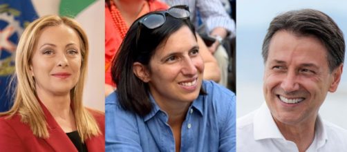 Giorgia Meloni, Elly Schlein e Giuseppe Conte (© Facebook)