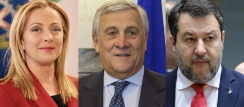 Giorgia Meloni, Antonio Tajani e Matteo Salvini (© Wikimedia commons)
