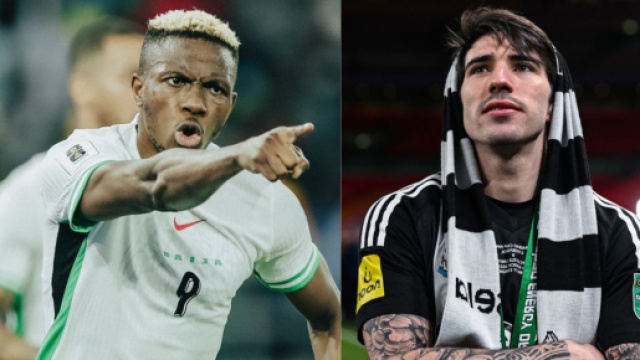 Victor Osimhen, attaccante del Galatasaray. Foto © profilo X/Osimhen. Sandro Tonali, centrocampista del Newcastle. Foto © Newcastle