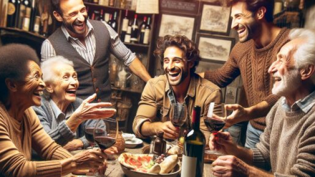 Gemelli e il simbolo de 'o vino bbuono secondo la Smorfia napoletana. &copy; Immagine creata con Dall-E