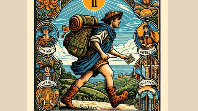 Illustrazione ispirata a Il Matto, portatore di nuovi inizi per l'Acquario. &copy; Immagine creata con Dall-E