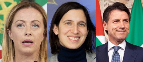 Giorgia Meloni, Elly Schlein e Giuseppe Conte (© Wikimedia commons)