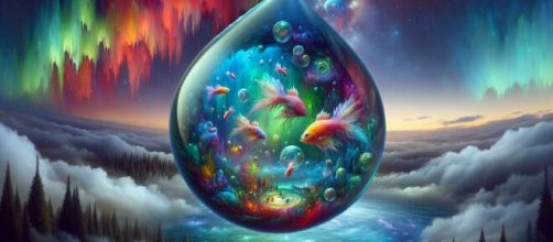 Navigare tra sogni e realtà, con Pesci che guida la giornata con visioni creative. © Immagine creata con Dall-E