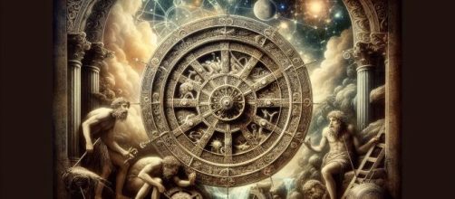 Ruota della Fortuna e Capricorno che riflette il ciclo della vita. © Immagine creata con Dall-E