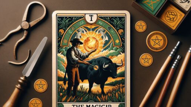 Il tarocco del Mago assegnato all'oroscopo del Toro nella giornata di sabato 19 aprile. &copy; Immagine creata con Dall-E