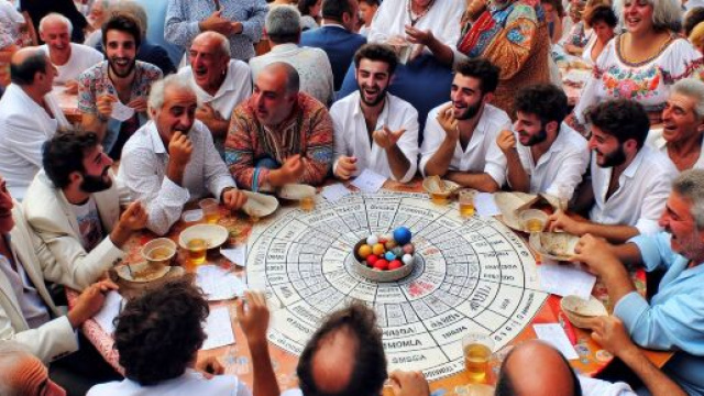 Pesci con riferimento al numero 20 della Smorfia napoletana, 'a festa. © Immagine creata con Dall-E
