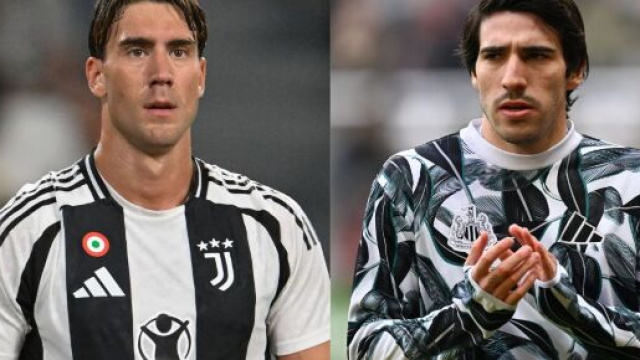 Dusan Vlahovic, attaccante della Juventus. Foto © Juventus FC. Sandro Tonali, centrocampista del Newcastle. Foto © Newcastle
