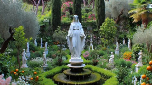 Vergine e il giardino della Smorfia napoletana 51. © Immagine creata con Dall-E