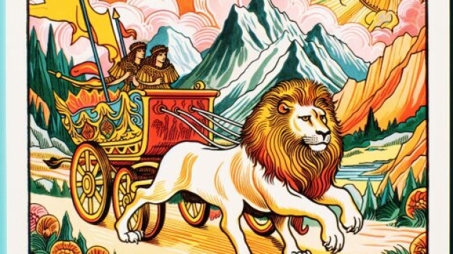 Il Carro accompagna il viaggio del Leone verso una nuova avventura. © Immagine creata con Dall-E