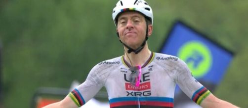 Tadej Pogačar, la vittoria alla Freccia Vallone - © Screenshot Eurosport.