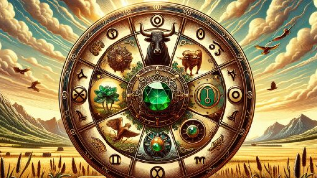 Illustrazione della carta della Ruota della Fortuna con il segno del Toro  Immagine creata con Dall-E