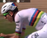Tadej Pogačar alla Liegi-Bastogne-Liegi © Screenshot Eurosport