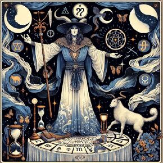 Immagine che raffigura il Mago, carta dei tarocchi associata al Capricorno. © Immagine creata con Dall-E