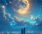 Coppia di fronte la Luna piena (© Pixabay).