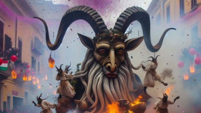 Il numero della Smorfia 20 per il segno del Capricorno: 'a festa. &copy; Immagine creata con Dall-E