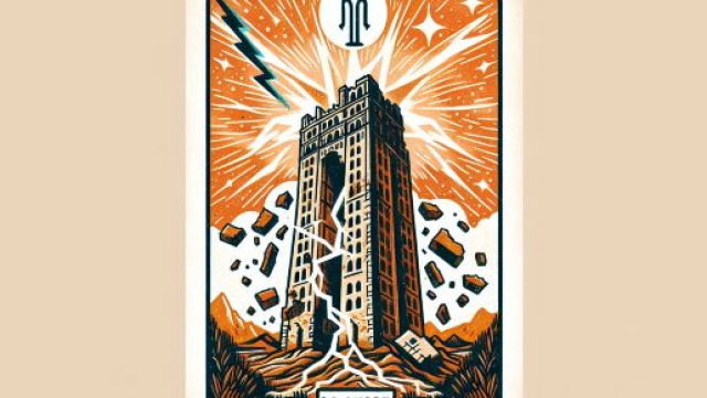 La carta dei tarocchi La Torre per l'Ariete simboleggia un cambio radicale e nuove opportunit&agrave; da abbracciare. &copy; Immagine creata con Dall-E