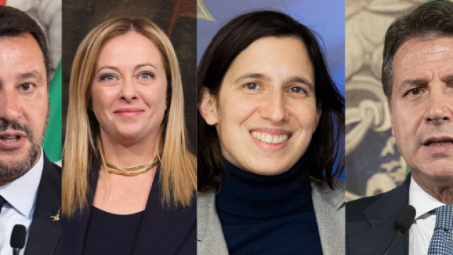 Matteo Salvini, Giorgia Meloni, Elly Schlein e Giuseppe Conte (&copy; Wikimedia commons)