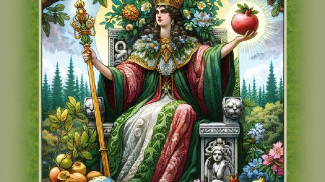 La carta dei tarocchi dell'Imperatrice guida la Bilancia verso l'armonia e la creatività. © Immagine creata con Dall-E