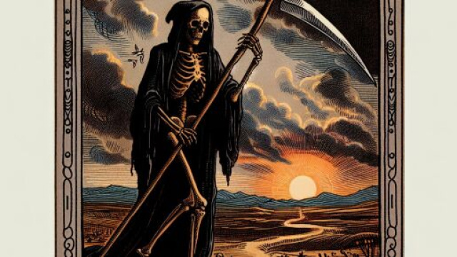 Leone accompagnato dalla carta della Morte per una settimana di cambiamenti profondi. © Immagine creata con Dall-E