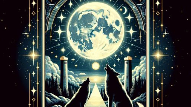Oroscopo dei Pesci con la carta della Luna, celebrando l'introspezione. © Immagine creata con Dall-E