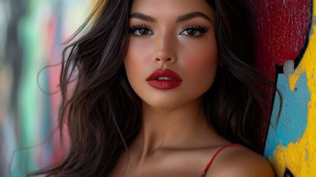 Volto di donna con labbra rosse e sguardo ammaliante - &copy; Pixabay IA.