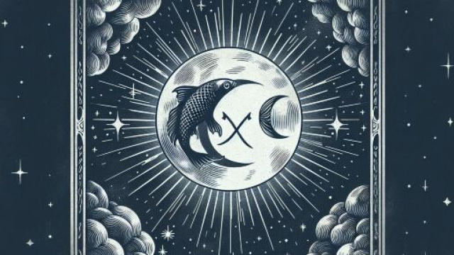 I Pesci sotto l'influenza de La Luna, carta dei tarocchi di introspezione e sogno. © Immagine creata con Dall-E