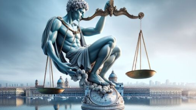 La Bilancia e 'a risata, un viaggio nella leggerezza per affrontare con gioia il destino. © Immagine creata con Dall-E