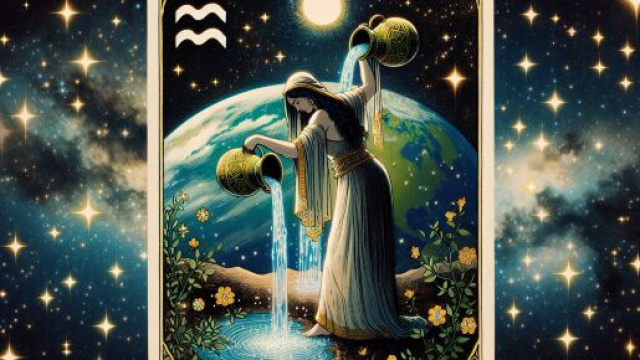 La carta della Stella illumina il percorso dell'Aquario, promettendo ispirazione e rinnovamento. © Immagine creata con Dall-E