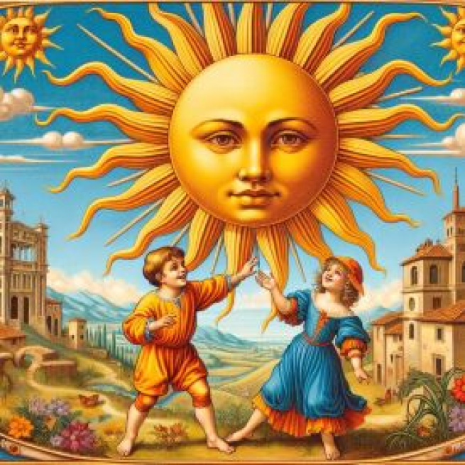 Leone illuminato dalla carta del Sole. © Immagine creata con Dall-E