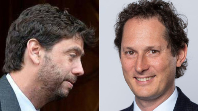 Andrea Agnelli, ex presidente della Juventus. Foto da © X/Agnelli. John Elkann, CEO di Exor. Foto © Wikipedia.