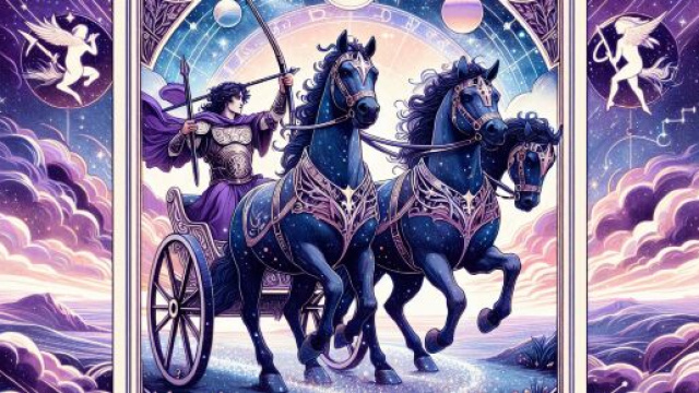 Immagine dei tarocchi del Carro associata al segno del Sagittario. © Immagine creata con Dall-E