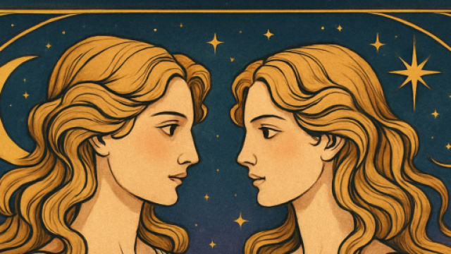 Illustrazione ispirata al segno zodiacale dei Gemelli. © Immagine creata con Dall-E