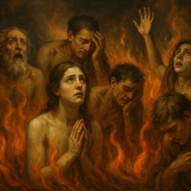 Immagine ispirata alle anime del Purgatorio. © Immagine creata con Dall-E