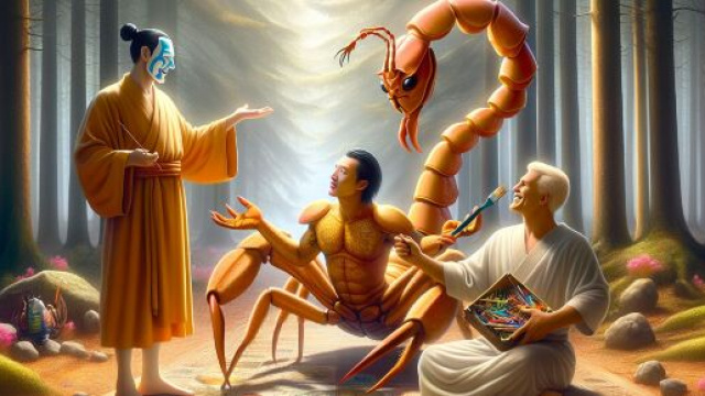 Immagine ispirata a Narciso e Boccadoro per lo Scorpione. © Immagine creata con DALL·E