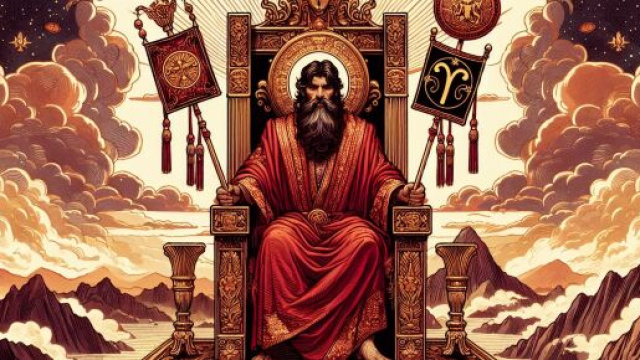 Carta dei tarocchi dell'Imperatore per l'Ariete. © Immagine creata con Dall-E