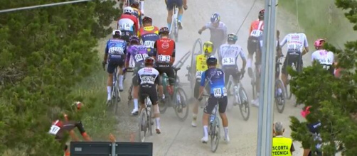 La caduta di Primož Roglič - © Screenshot Eurosport