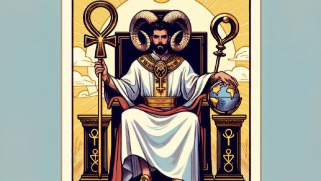 Carta dei tarocchi dell'Imperatore con il segno dell'Ariete. © Immagine creata con Dall-E