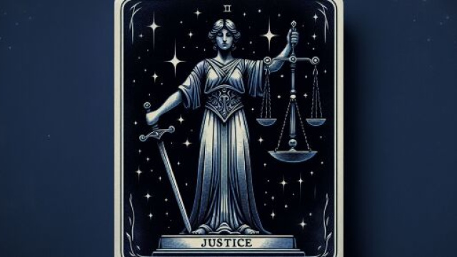 La carta della Giustizia rivela l'equilibrio per la Bilancia. © Immagine creata con Dall-E