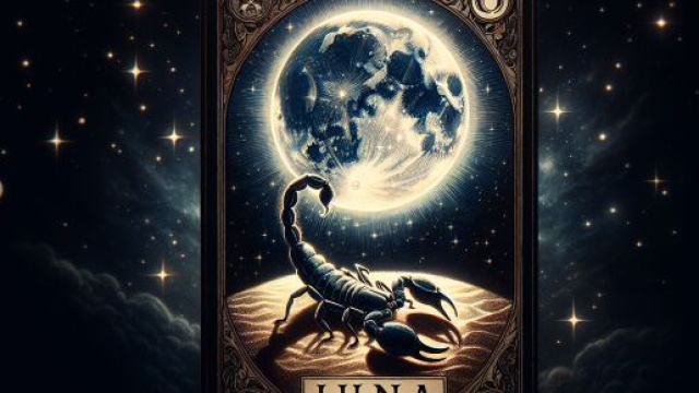 Rappresentazione della carta della Luna per lo Scorpione. © Immagine creata con Dall-E