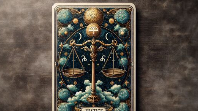 La carta della Giustizia per la Bilancia esplora il tema dell'equilibrio interiore. &copy; Immagine creata con Dall-E
