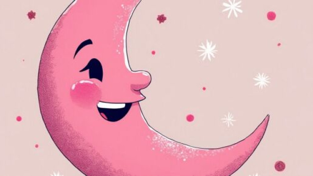 Luna rosa con faccia sorridente © Grox AI X
