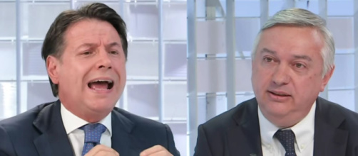 Giuseppe Conte e Maurizio Molinari (© Screenshot La7)