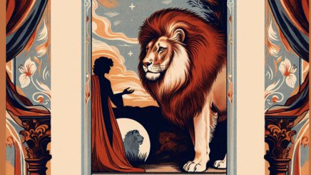 Illustrazione del Leone ispirato dalla carta della Forza nei tarocchi. © Immagine creata con Dall-E